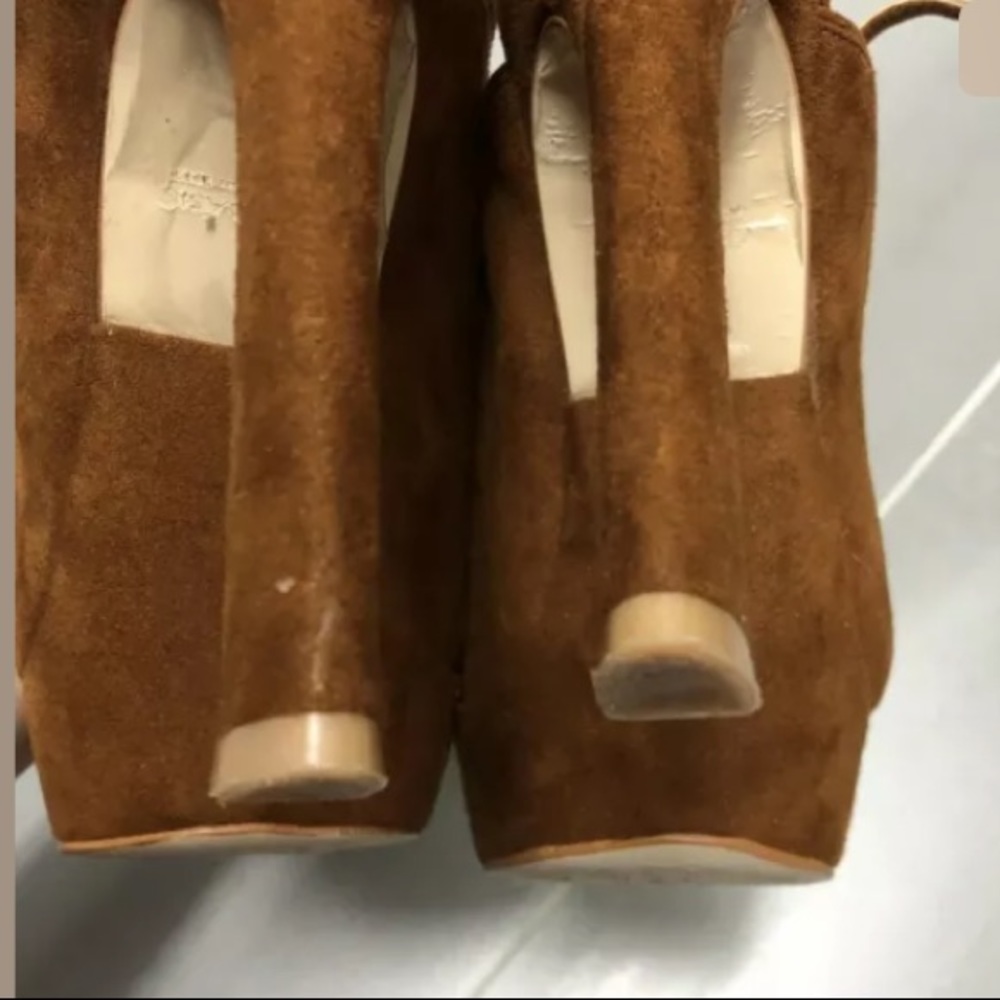 Zara Basic Platform Sling Back Heels Cognac 39/9 - image 5